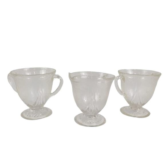 Hazel-Atlas ROYAL LACE Clear Depression Glass Footed Creamer, 2 Open Sugar Bowls - Picture 2 of 8